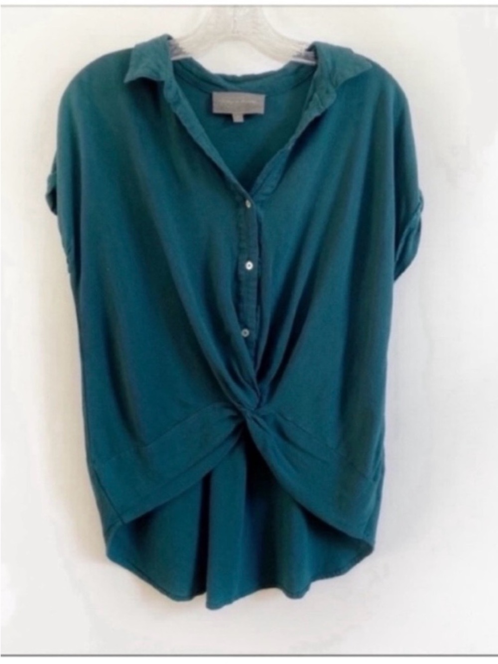 Anthropologie Sunday in Brooklyn blouse green twist front buttons